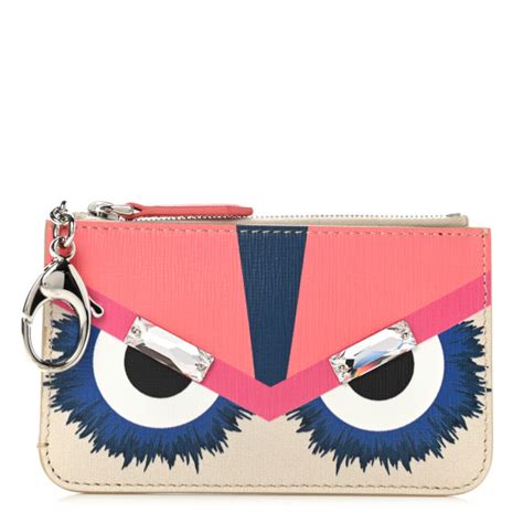 fendi monster saffiano leather key case|FENDI Saffiano Crystal Eye Monster Coin Pouch Key Case Bellini .